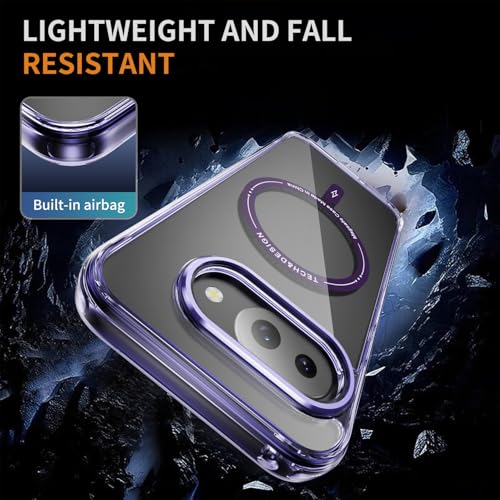 Coque aimantée Google Pixel 9a compatible MagSafe antichoc transparente violette - 4