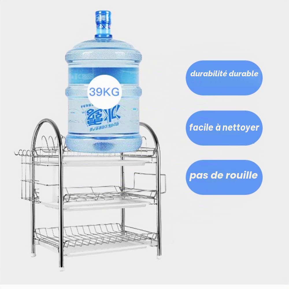 Egouttoir à Vaisselles 3 Etage Egouttoir Vaisselle avec 3 Bacs d’égouttement Egouttoir Vaisselle INOX Ne Rouille Pas pour Assiettes, Verres, Tasses, Couverts Égouttoirs/A