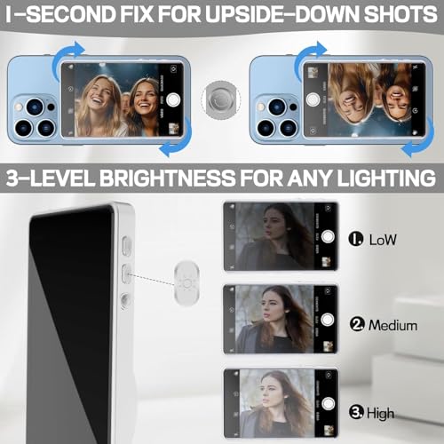 Image of 4K 60FPS Phone Vlog Selfie Monitor Screen, Back Camera Monitor with Bluetooth Remote, Compatible with iPhone Android, 1800mAh for Selfie Vlog No Delay Live Stream for TikTok White