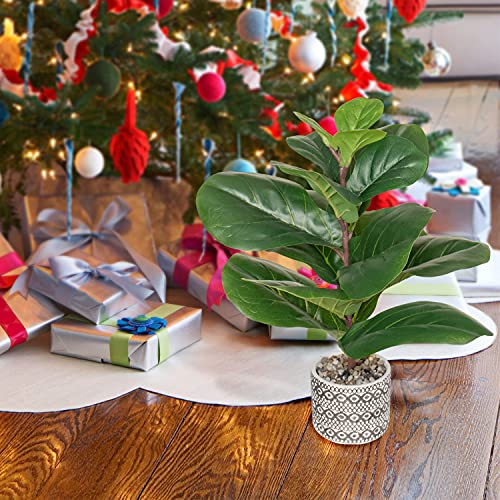 SenseYo Artificial Fiddle Leaf Fig Tree 18" Faux Ficus Lyrata in Pot Natural Fake Tree with 13 Leaves Lifelike Greenery Plant Tree Indoor Outdoor Decor for House Home Office Perfect Housewarming Gift