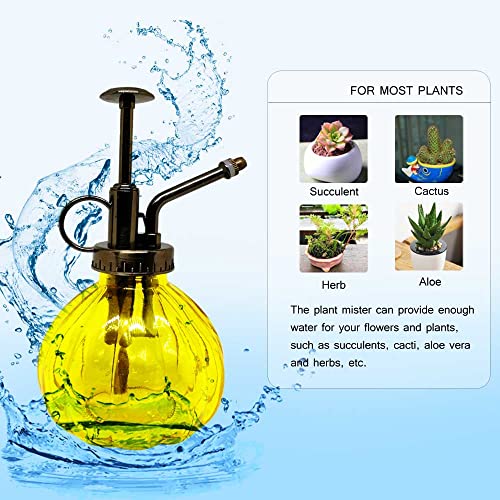 Senlixin Plant Mister Flower Water Spray Bottle Can Pot, Vintage Decorative Glass Plant Atomizer Watering Can Pot With Top Pump For Indoor Potted Plants Terrariums Flowers (Yellow) #TOP2