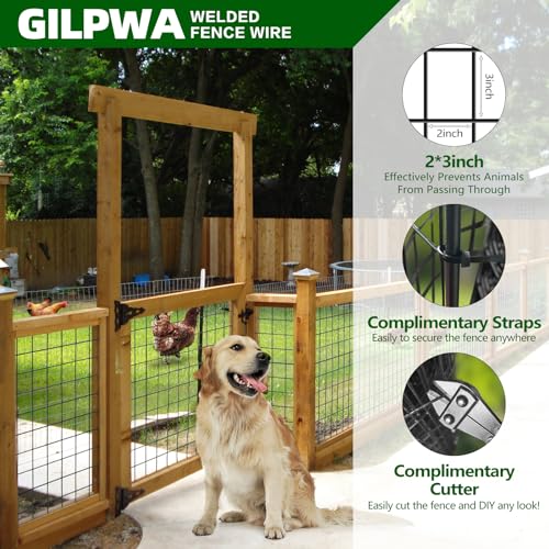 GILPWA Welded Wire Fence, 50ft(L) x 48inch(H) Garden Fence for Dog, 2 Inch x 3 Inch 16GA Fencing for Chicken, PVC Coated Anti-Rust Roll Metal Wire Mesh Fence for Yard Vegetable, Black by GILPWA - Image 6