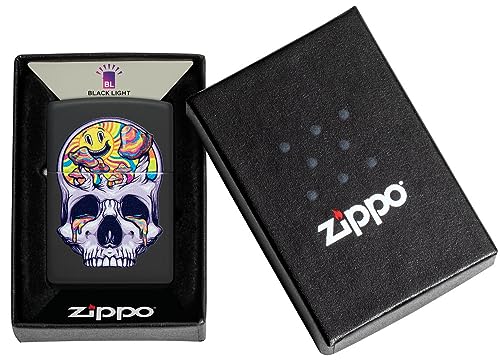Image of Zippo Skull Moon Design Black Matte, Windproof Pocket Lighter, Refillable, (BIS Certified)