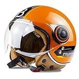 Open Face Motorcycle Helmet, Retro 3/4 Open Face Helmet with Sun Visor, Adult Vintage Vespa Helmet...