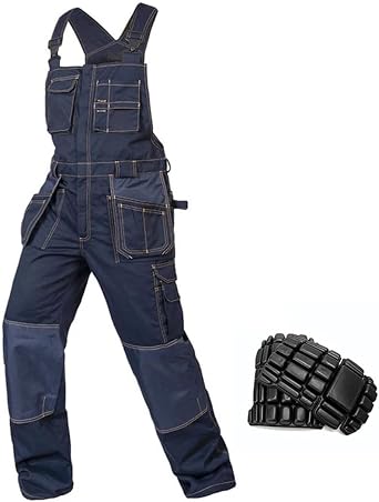 Mens Workwear Overalls Work Bib And Brace Pants Trousers Garage Dungarees Multi Pocket Work Mechanic Overalls With Knee Pads