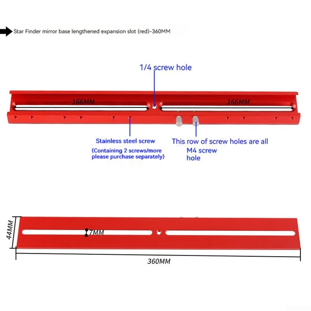 Soporte para telescopio, base de cola de milano de aleación de aluminio, guía multifuncional, placa de montaje de cola de milano, soporte de mango para telescopio astronómico (rojo) (220 mm)