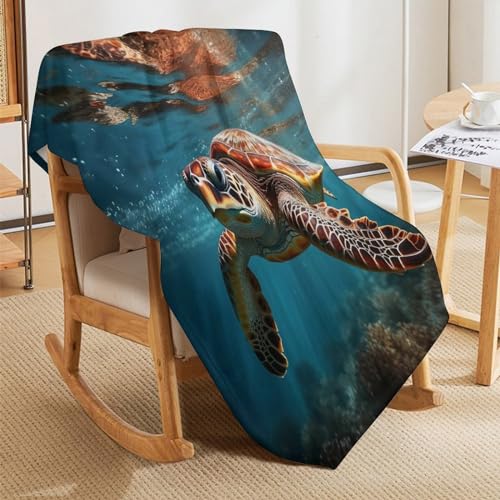 Manta de franela con tortugas marinas grande de 180 x 200 cm para sofa 5