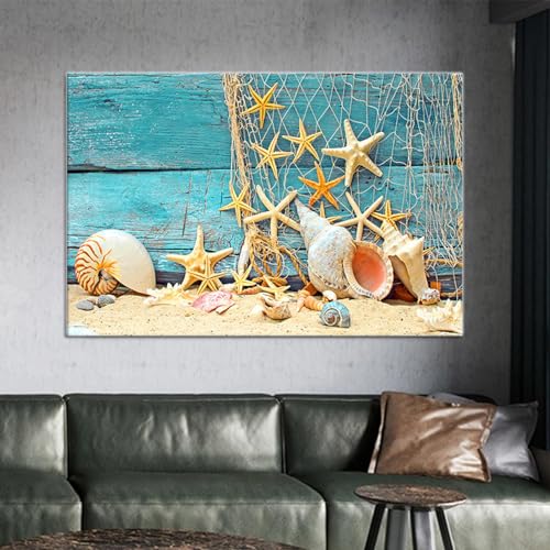 Coquillages et étoiles de mer impression sur toile décoration salon 80x110