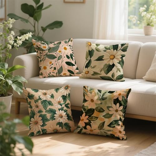 Coussin extérieur imperméable vert double face imprimé en lin beige modèle g-779