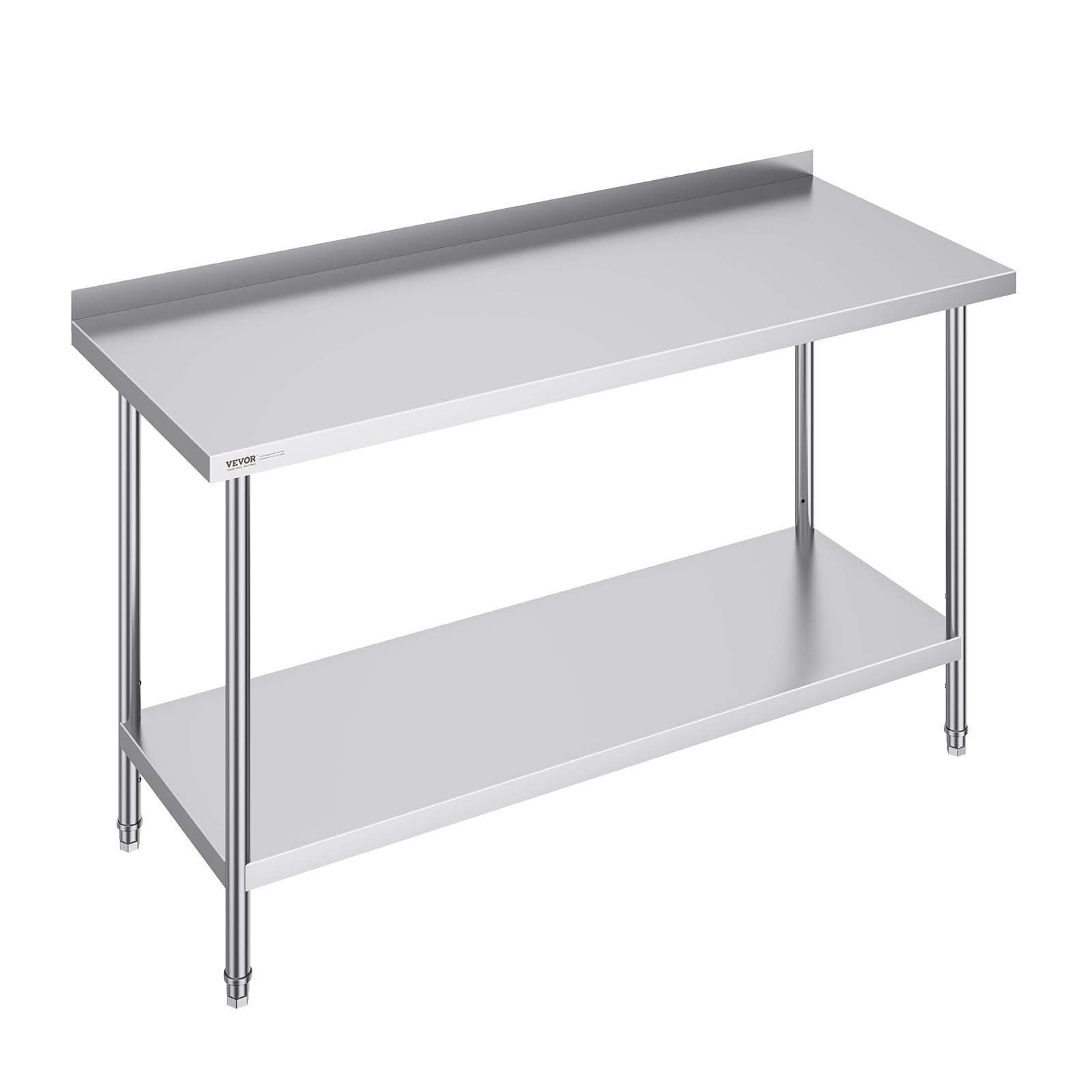 VEVOR Table de Travail en Acier Inoxydable 61x152,4x91,4 cm, Table de Préparation des Aliments Durable, Hauteur Réglable, Meuble de Rangement des Aliments, pour Cuisine Restaurant Bar Hôtel Maison