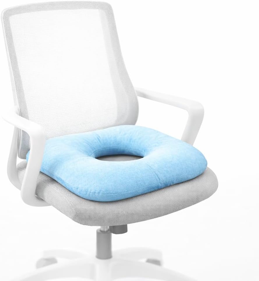 Donut Pillow for Tailbone Pain Relief - Tailbone Pain Relief Cushion for Office Chair, Wheelchair & Travel - Post-Surgery, Pregnancy & Bed Sore Prevention, Breathable Anti-Decubitus Seat Pad（Blue）