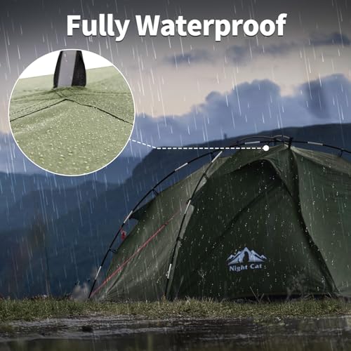 Image of Night Cat Backpacking Tents 2 Persons Fast Setup Hiking Camp Tent with Foldable Pole Double Layers Two Doors Waterproof Lightweight Compact 7x4.4ft