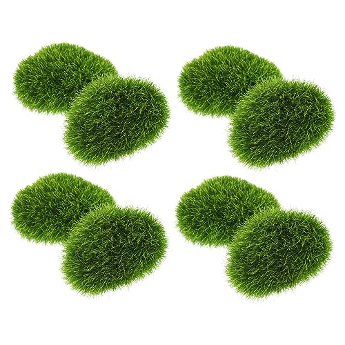 RORPOIR 8pcs Artificial Moss Fairy Faux Green Vase Rocks Fake Rock Artificial Balls House Plants Indoors Live Fake Balls Plants Fake Moss Indoor Bonsai Micro Moss Stone Bulk Foam Container