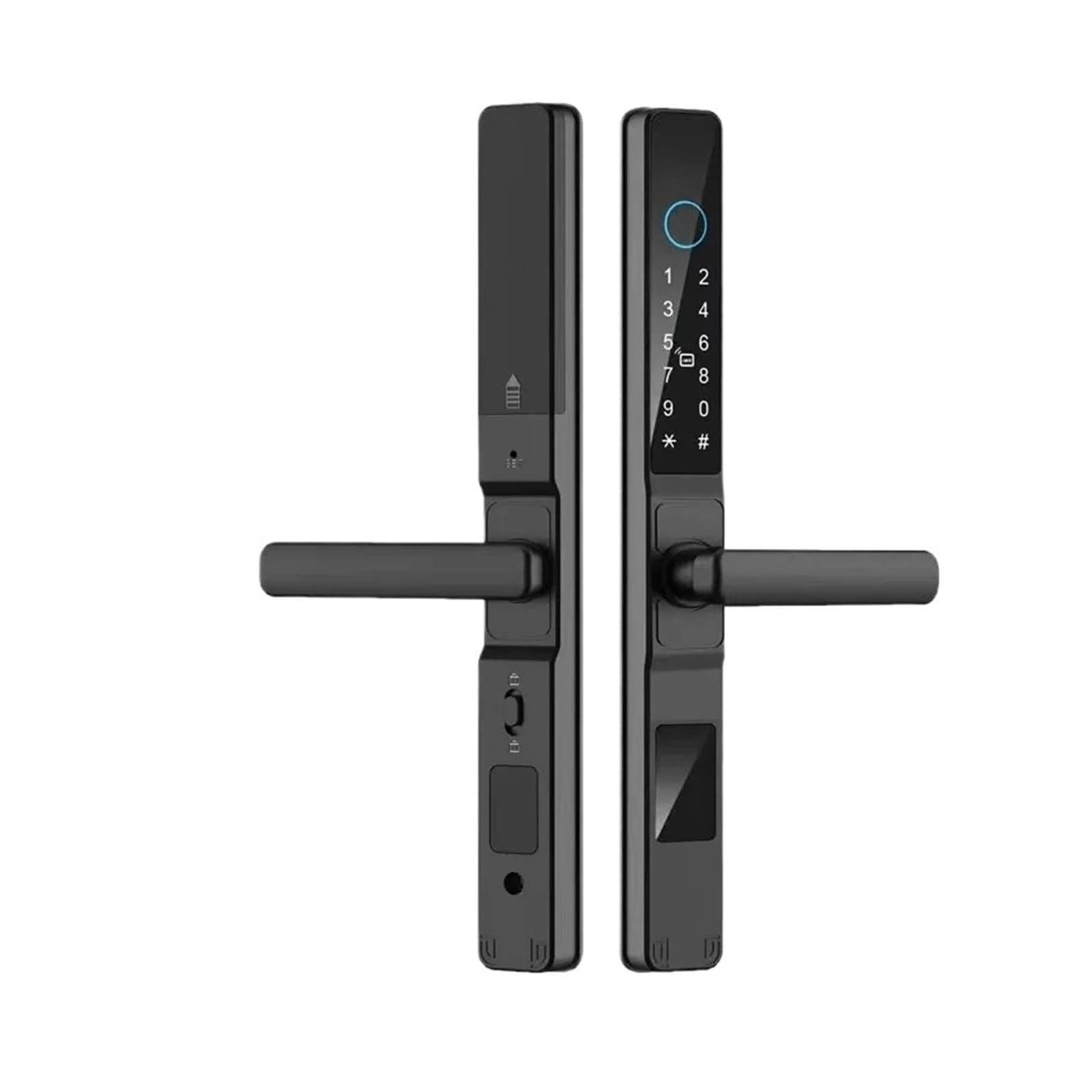 Serratura Intelligente, Porta scorrevole impermeabile Smart Lock Impronta digitale Scheda RFID Password Serratura elettronica in vetro di alluminio(Black3585-Long)