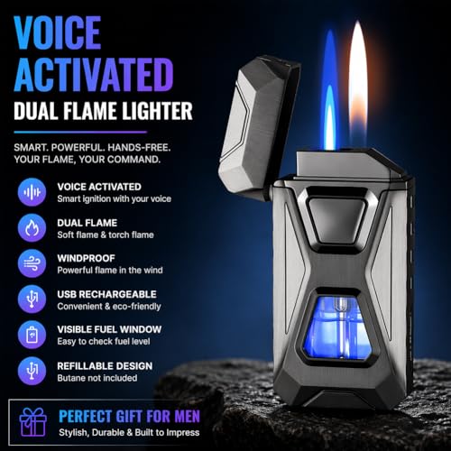 Encendedor Dual de Llama Activado por Voz USB Recargable miniatura 2