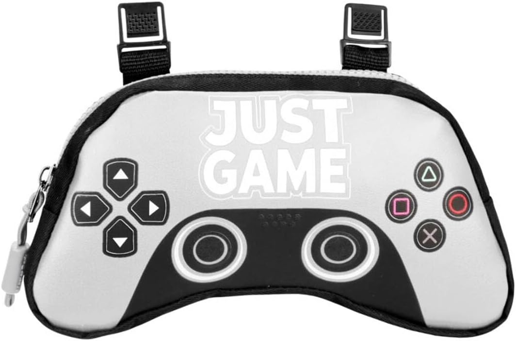 JUST GAME Ortopedik Okul Çantası, Beslenme Çantası ve Kalemlik 3'lü Set, 30x42x20 cm, Siyah Beyaz