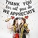 Gifloon Thank You for All You Do We Appreciate You Banner, NO-DIY Glitter Party Decorations for Administrative Professional Day, Staff Nurse Doctor Teacher Appreciation Party Supplies, Black