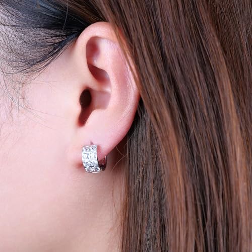 Limerencia G23 Pure Titanium Hypoallergenic Chunky Wide Hoop Earrings |Cubic Zirconia Earrings | for Women Pave 5A grade CZ Sparkly for Sensitive Ears3