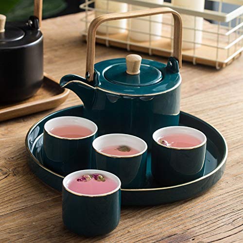 SGSG Juego de té de cerámica Creativa nórdica, Juego de Taza de café, té de la Tarde, Bandeja de fregado para el hogar… - Imagen 4