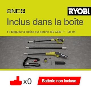 RYOBI - Élagueur sur Perche 18V ONE+ OPP1820 – Lame 20 cm, Manche Télescopique jusqu’à 3 m, Lubrification Auto – Taille Sûre des Branches Hautes – Batterie Non Incluse