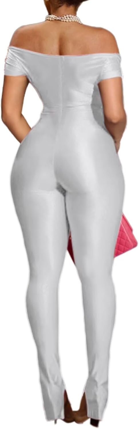 acelyn 2 Piece Outfits for Women Sexy Off Shoulder Tops Bodycon Flared Pant Sets Club Outfits Tracksuit