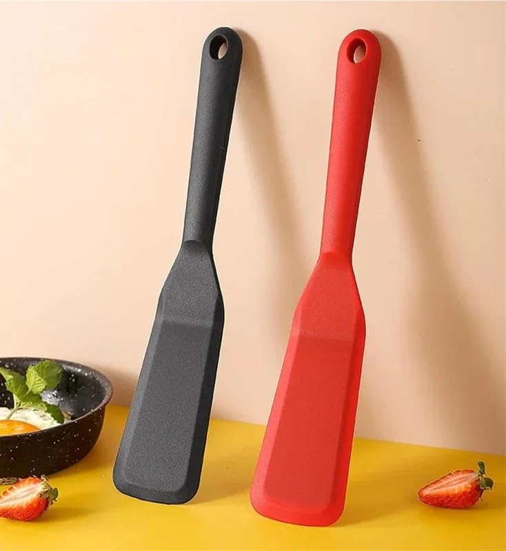 1/2 Stück dünner Spatel Turner Egg Crepe Pancake Cooking for Omelett Burger Pizza(Red-2pcs)