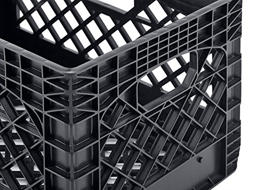 Muscle Rack PMK24QTB-3 24 quart 3 Pack black Heavy Duty Rectangular Stackable Dairy Milk Crates , 11" Height, 19" width (2 X 3 Pack) - Image 5