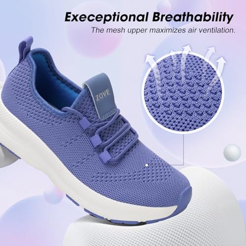 Image of ZOVE Wide Toe Box Shoes Women Extra Wide Width Sneakers Ultra Light Road Running Shoes Non-Slip Tennis Sneakers Breathable Walking Athletic
