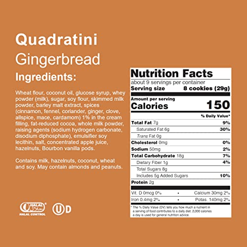 Image of Loacker Quadratini Gingerbread Wafers, 30% Less Sugar, Non-GMO, 6-Pack