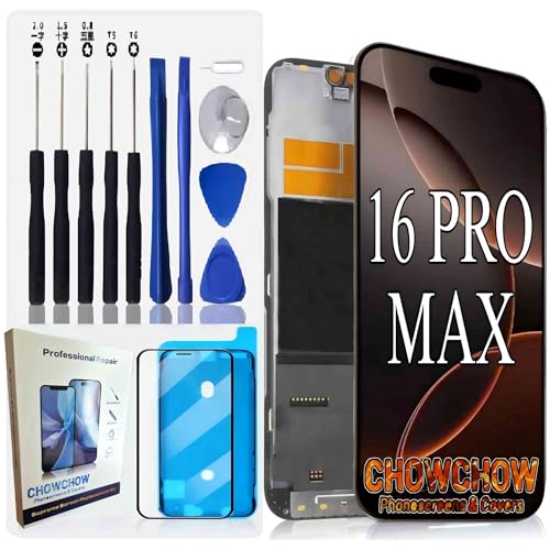Écran iPhone 16 Pro Max tactile haute sensibilité et verre trempé 9H Chowchow