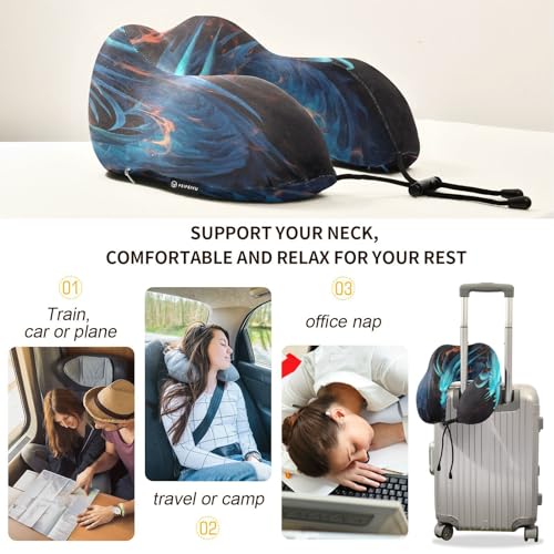 Almohada de viaje espuma viscoelástica multicolor ajustable miniatura 3