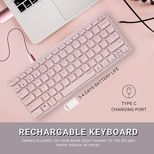 Image of RAPOO E9050 C-Type Rechargeable Bluetooth Wireless Multi-Device (4 Devices) Keyboard for Windows /iOS /Android,Tablet /Smartphone - 3 Years Warranty Pink