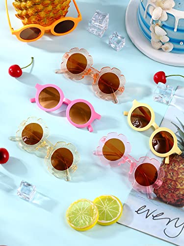 Xuhal 50 Pairs Kids Flower Sunglasses Cute Round Sunglasses Toddler Groovy Circle Glasses Colorful Eyewear for Baby Girls Boys Beach Outdoor Sports Party Favors4