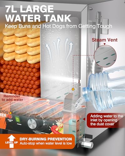 Image of WantJoin Hot Dog Steamer Machine Hotdog Machine with Bun Warmer