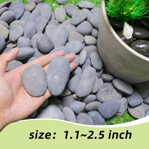 Image of 18LB River Rocks,Mexican Beach Pebbles for Plants,Potting,Garden Landscape Stone Paving Stone Grey 1Inch - 2Inch