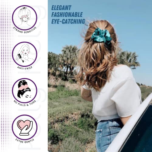 Image of Satin Scrunchies Hair Bands for Women | No-Damage Elastic Hair Ties for Ponytails & Buns | Fluffy & Stylish Rubber Bands | Large Size | Pack of 5