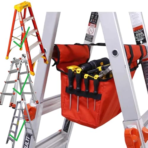 KVI Folding Ladder Tool Tray Bag Fit A Frame Stepladder No Need Repeated Up-Down Climbs High Capacity
