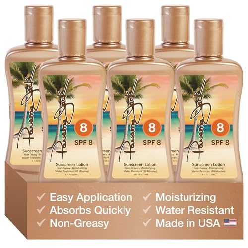 Image of Panama Jack Sunscreen Tanning Lotion - SPF 8, PABA, Paraben, Gluten & Cruelty Free, Antioxidant Moisturizing Formula, 6 FL OZ (Pack of 6)