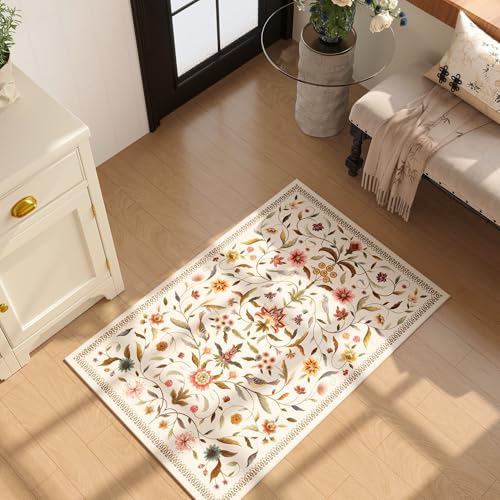 Tapete decorativo beige 60x90 cm, lavable y antideslizante miniatura 3