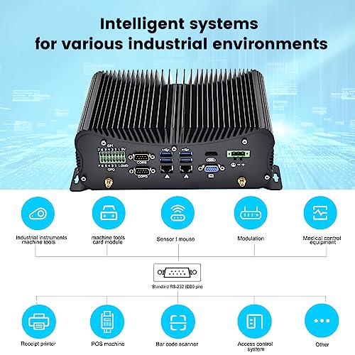Industrial Fanless Mini PC Intel i7 1165G7 Windows 11, No DDR4 No SSD, 8 x USB, 6X COM, HDMI, VGA, 14 x GPIO, 2*i225-V B3 2.5G RJ45 LANs – Bild 5