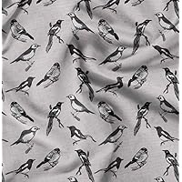 Soimoi Stoff Mit Enten- & Vogel-Druck – 100% Baumwolle, 44 Zoll Breit, Meterweise, Für Nähen & Dekoration