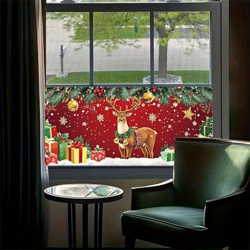 Vinilo Decorativo de Navidad con Reno y Campanas 39.3x17.7 in miniatura 2