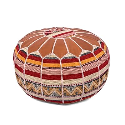 Marrakesh Gallery Bohemian Unstuffed Moroccan Pouf Ottoman, Round Ottoman Foot Rest, Handmade Bean Bag with Large Storage - Cover Floor Chair for Living Room, Bedroom - Ideal as Wedding Gifts