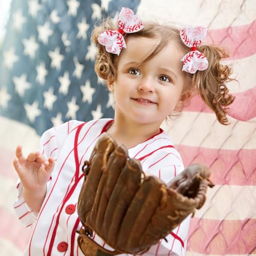 Pinzas de cabello lazo de béisbol 4 unidades 4 pulgadas miniatura 6