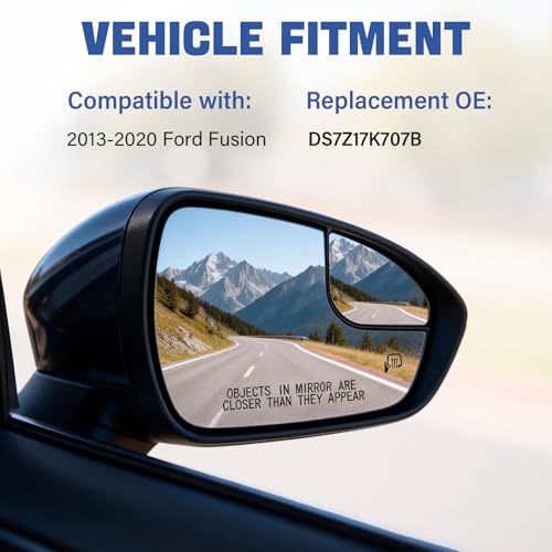Passenger Side Mirror Replacement for 2013-2020 Ford Fusion, Right Side View Heated Convex Mirror with Blind Spot Rear Holder, Replace DS7Z17K707B by Tutor Auto - Image 2