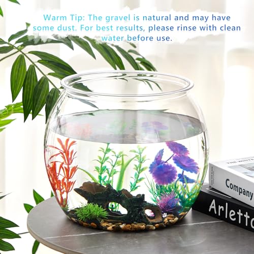 Image of 3 Gallon Plastic Betta Fish Bowl with 6 Pcs Artificial Plastic Plants and 500g Decorative Gravel, Betta Fish Tank and Decoration Accessories Small Large Bowl Ornaments Starter Kit