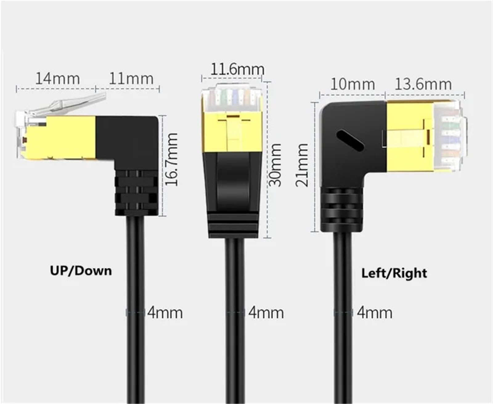 Cienki kabel Ethernet RJ45 Cat7 6 Lan, ultracienki kabel UTP RJ45, kabel sieciowy do kabla krosowego kompatybilny z Cat6, kąt prosty 90 stopni (300 cm, Cat6-Down)
