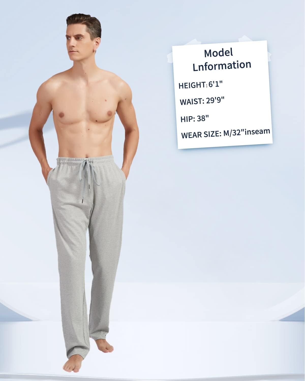 34/36/38 Long Inseam Tall Mens 100% Cotton Sweatpants Ligthweigth Yoga Pants Joggers for Tall Men