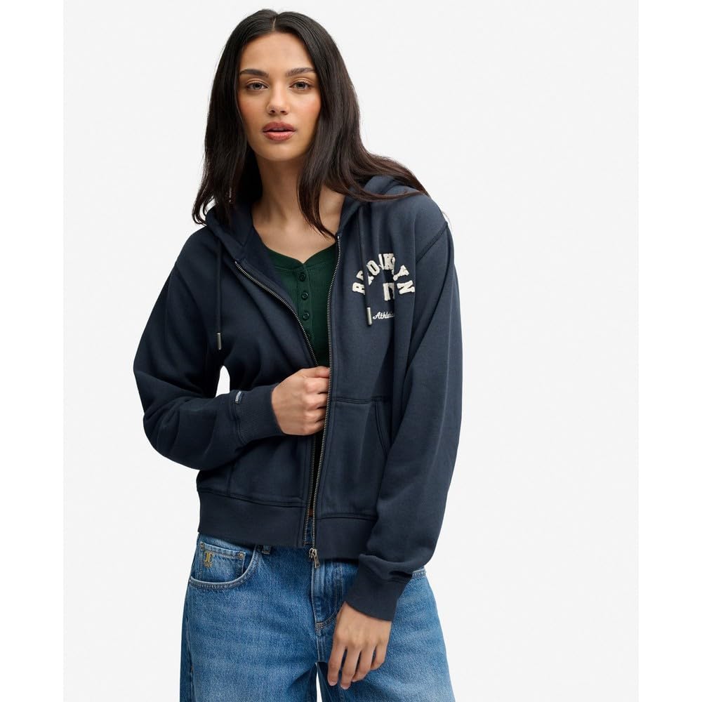 Superdry Athletic Essentials Relaxed Crop Full Zip Sweatshirt XS