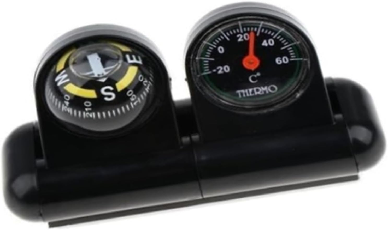 Car Compass and Thermometer 2-in-1 for Vehicle Truck Van Boat, Removable, Black, 2:2 Ratio Display